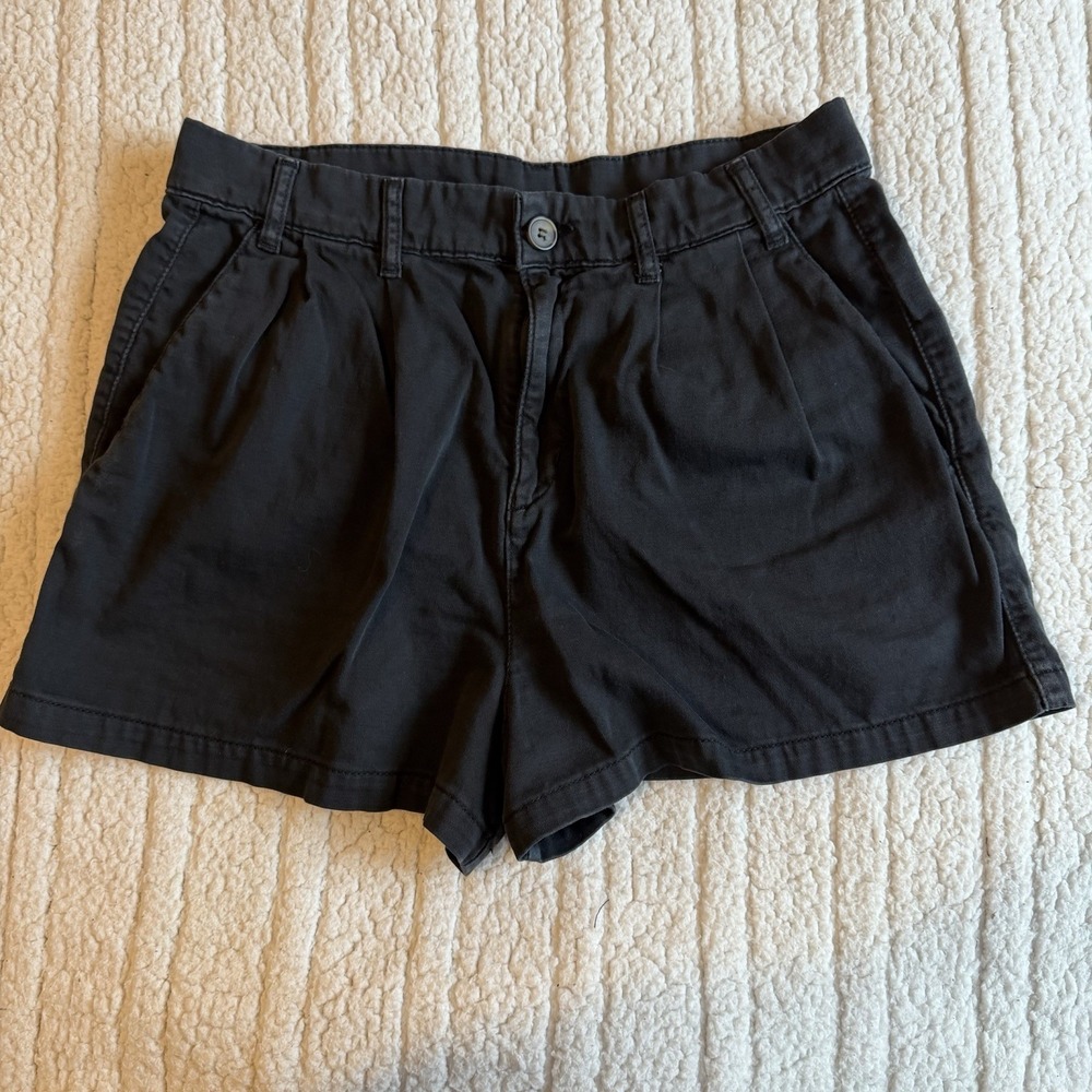 Free‎ People Billie Chino Shorts Women's Pleated Pockets Black Size 8